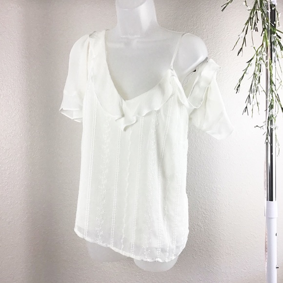 1.State | Ruffle One Shoulder Embroidered Top - Picture 3 of 8